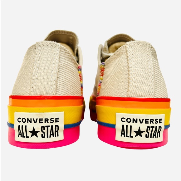 Converse Women's Sneakers in Cream with Rainbow Soles - Picture 9 of 13
